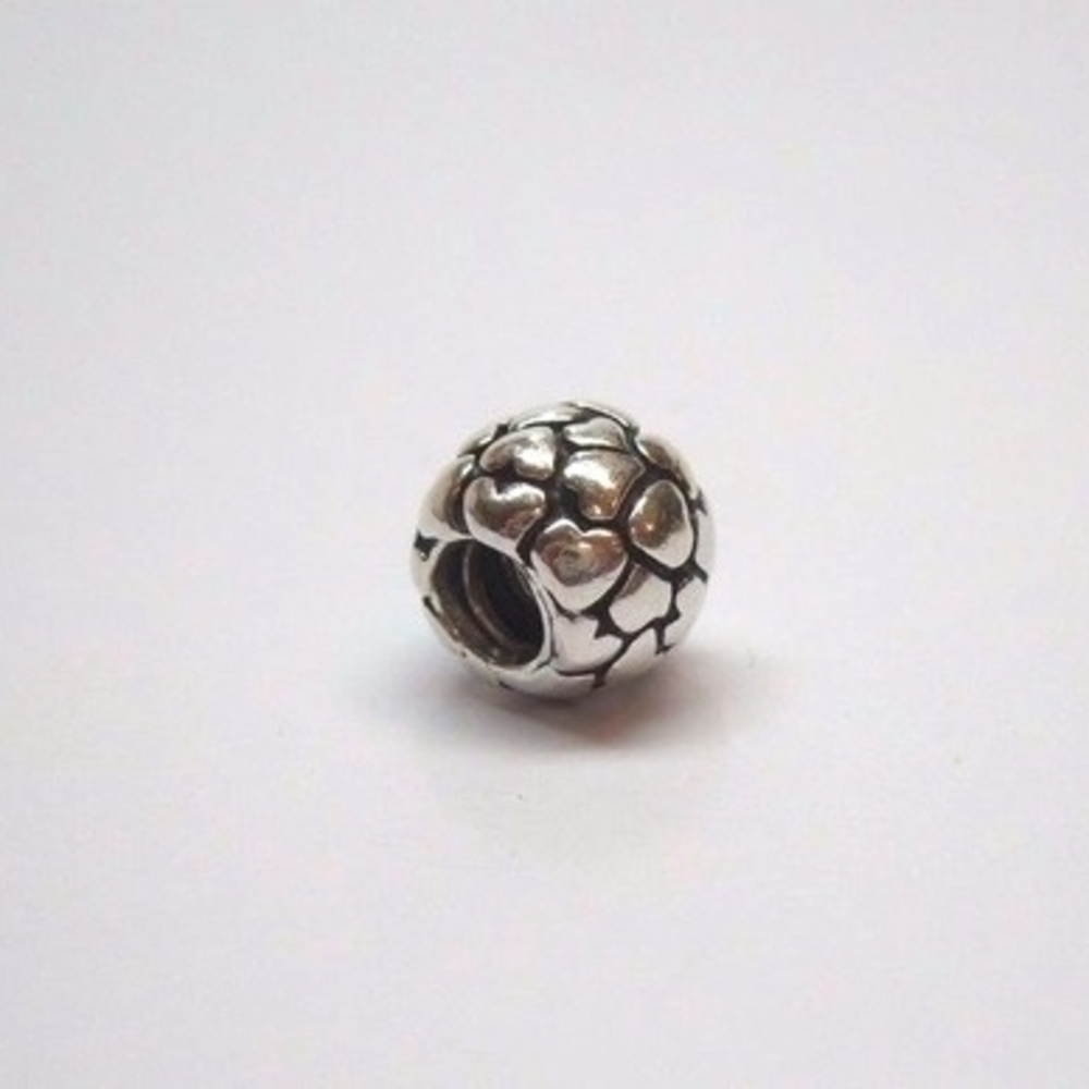 Pandora Lotsa Love Charm Heart Pattern Sterling Silver Authentic 790174